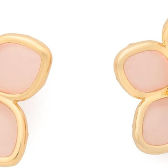 Jewelry - Pastel Petals Earrings Brass CZ Rose Quartz Studs Colorful Jewelry